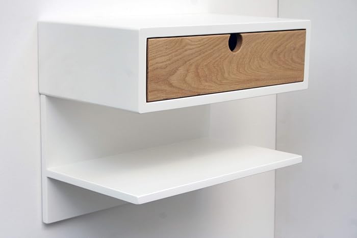 Floating Nightstand White Painted With Shelf Drawer Amazon Co