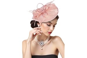 Z&X Sinamay Fascinator Hat Floral Feather Pillbox Derby Hats for Women Wedding Tea Party with Headband Clip