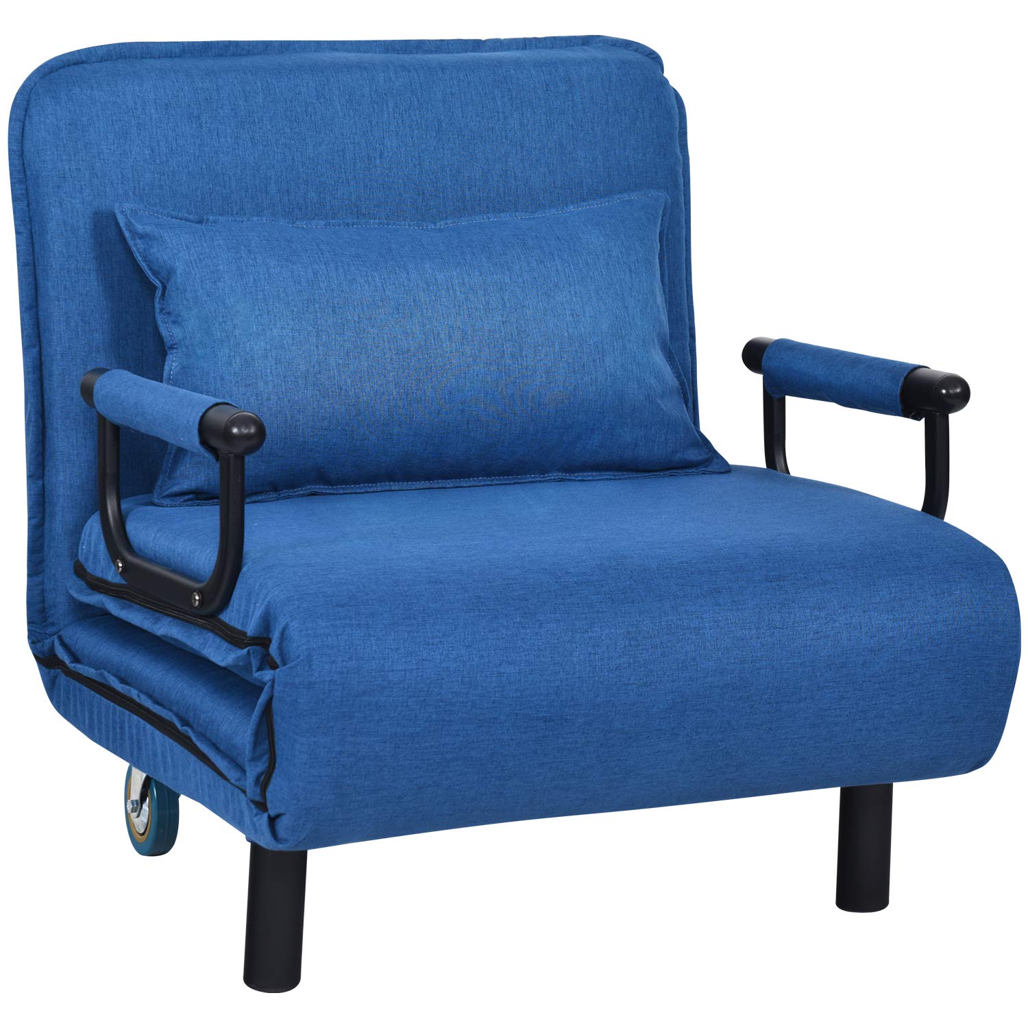 Convertible Chair Beds For Adults 29 Inches Width Padded Folding Sofa Chair Sleeper Bed 5 Position With Rear Wheels Pillow Detachable Armrest Cover Convertible Chair Beds For Adults 29 Inches Width Padded Folding Sofa Chair Sleeper Bed 5 Position With Rear Wheels Pillow Detachable Armrest Cover