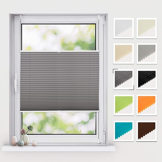 BelleMax Pleated Blinds Blackout No Drilling Pleated Shade Window
