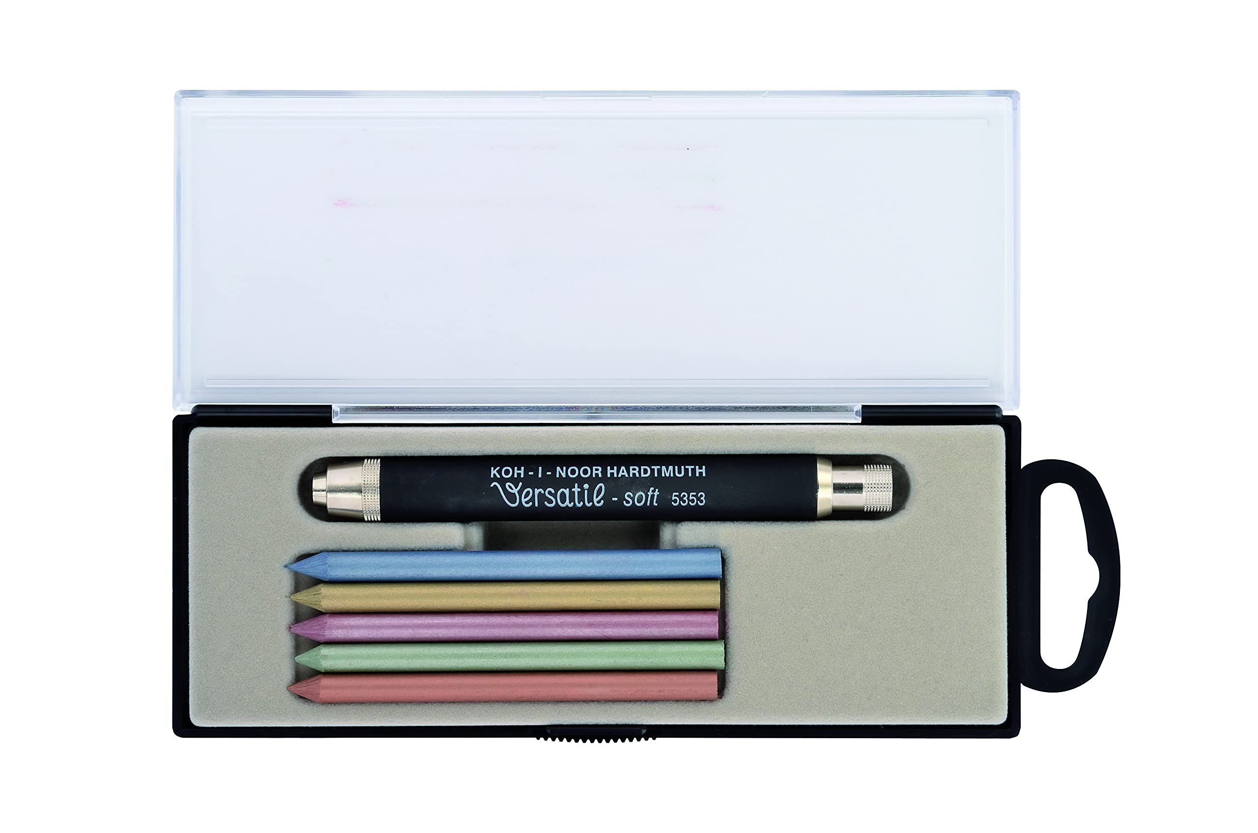 Koh-I-Noor VERSATIL 53530N8005TE All Metal Leadholders with Sharpener, Soft Surface Set - Black