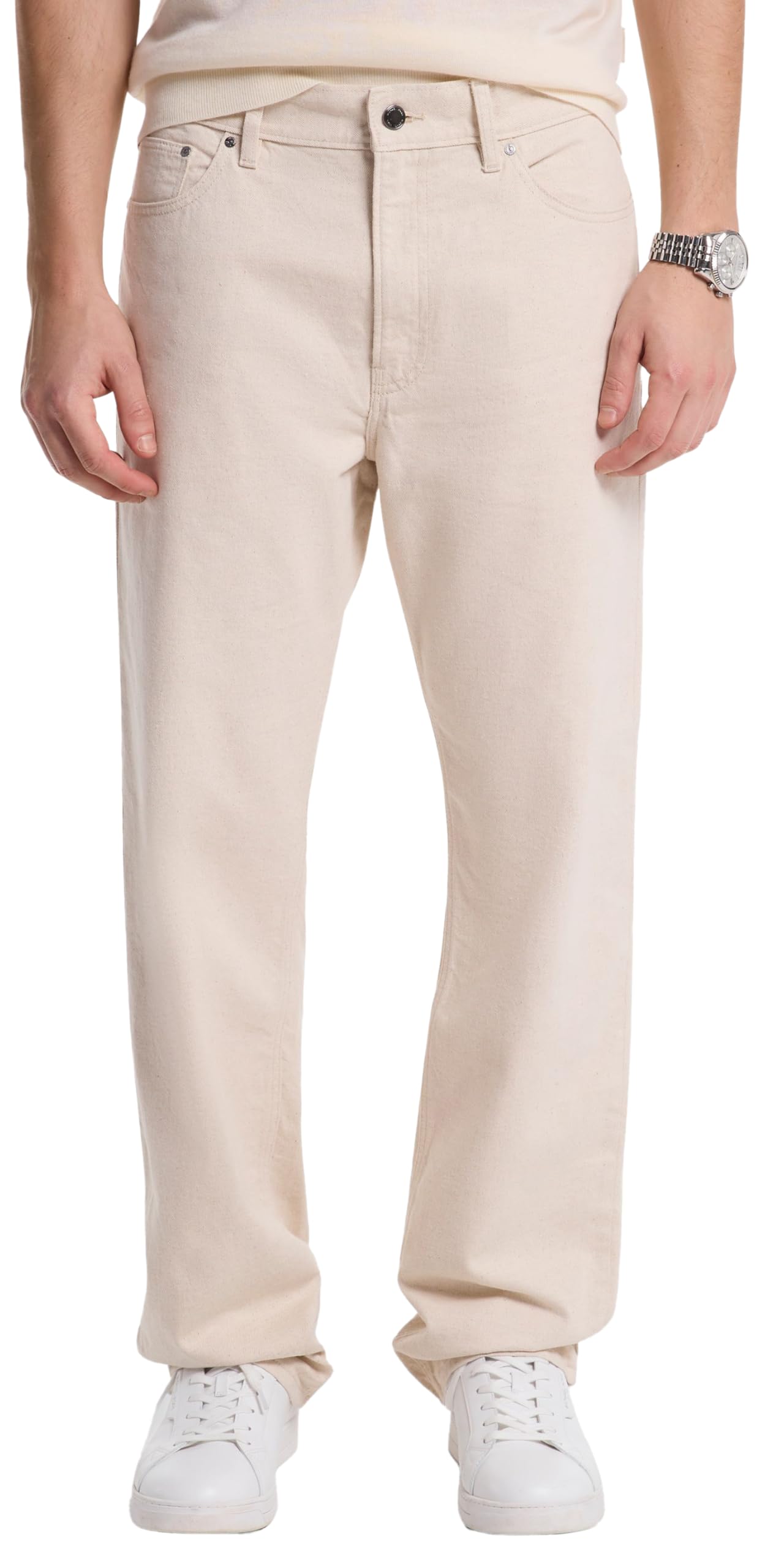 Michael Kors Men’s Finn Straight Jean, Ecru, 32/32