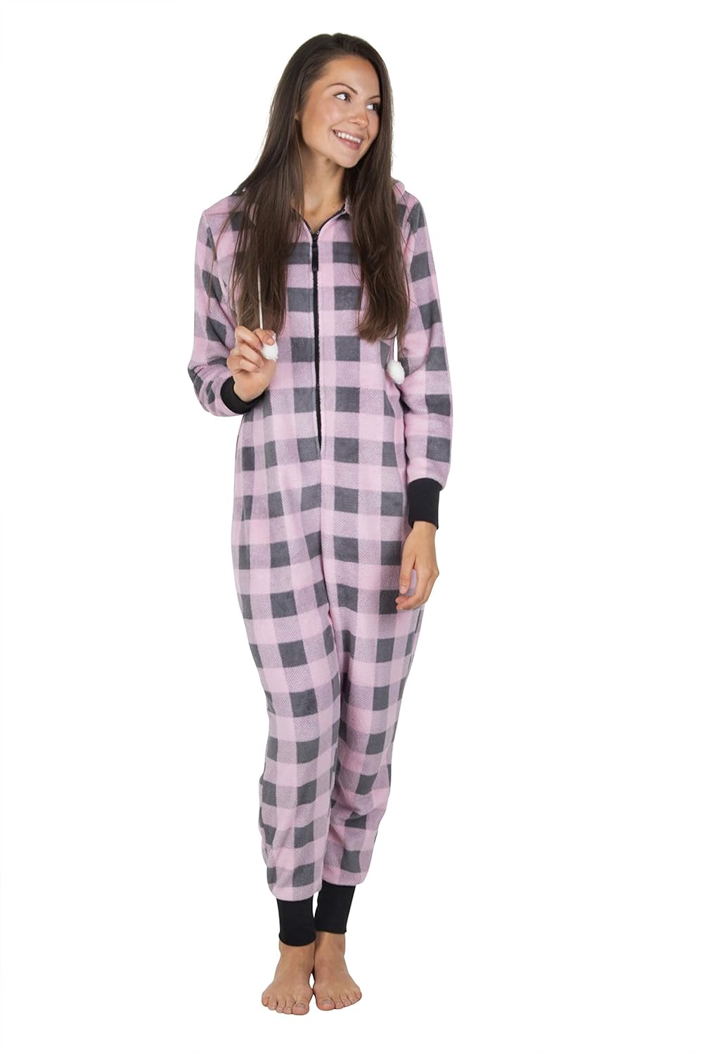 Totally Pink Womens Warm and Cozy Plush Adult Onesies for Women One