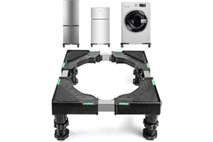 LAUNARY Adjustable Mini Fridge Stand, Mini Fridge Organizer Accessories Universal Stand, Mini Fridge Cabinet, Mini Fridge Stand with Storage, for Dryer, Washing Machine, Refrigerator Furniture Sliders