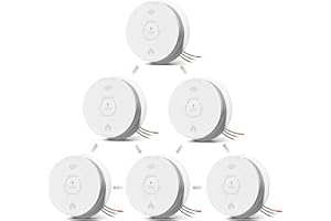 Siterlink Hardwired Interconnected Smoke and Carbon Monoxide Detector Combo, 2 in 1 Smoke and CO Detector with 2 AA Batteries Back Up, AC Smoke and CO Alarm, Voice Alert, Self-Check, 6 Pack