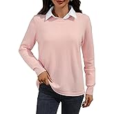 AMZANGEL Women's Crew Neck 100% Wool Pullover Sweater Long Sleeve Tops