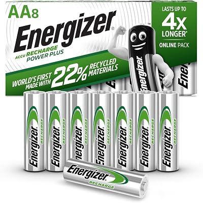 Energizer Recharge Power Plus AA Batteries 8 Pack 2000 mAh NiMH