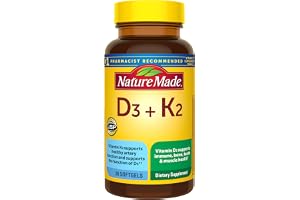 Nature Made Vitamin D3 K2 Supplement, 30 Softgels | Vitamin D 5000 IU (125 mcg) for Immune, Bone, Teeth and Muscle Health Support, 30 Day Supply