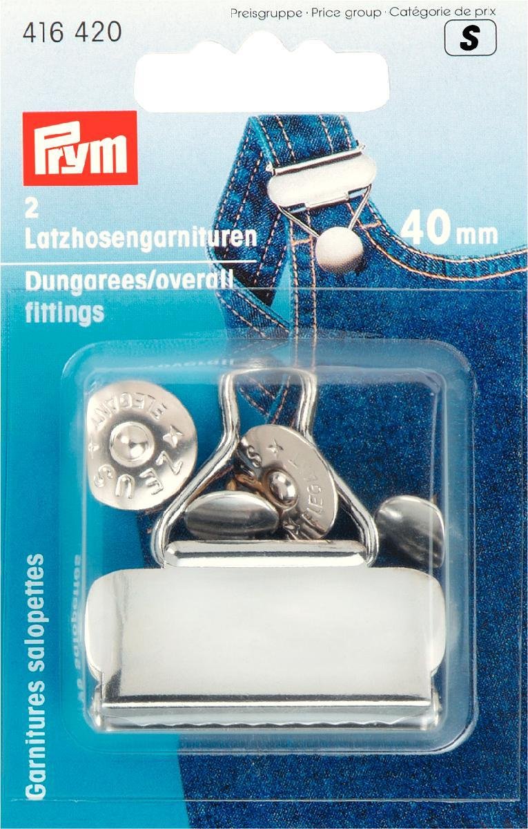 PRYM_416420-1 Dungarees/Overall Fittings Steel Silver col 40 mm