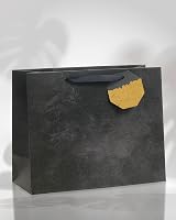 UK Greetings Large Gift Bag Black Design with Gold Crackle Tag view 2