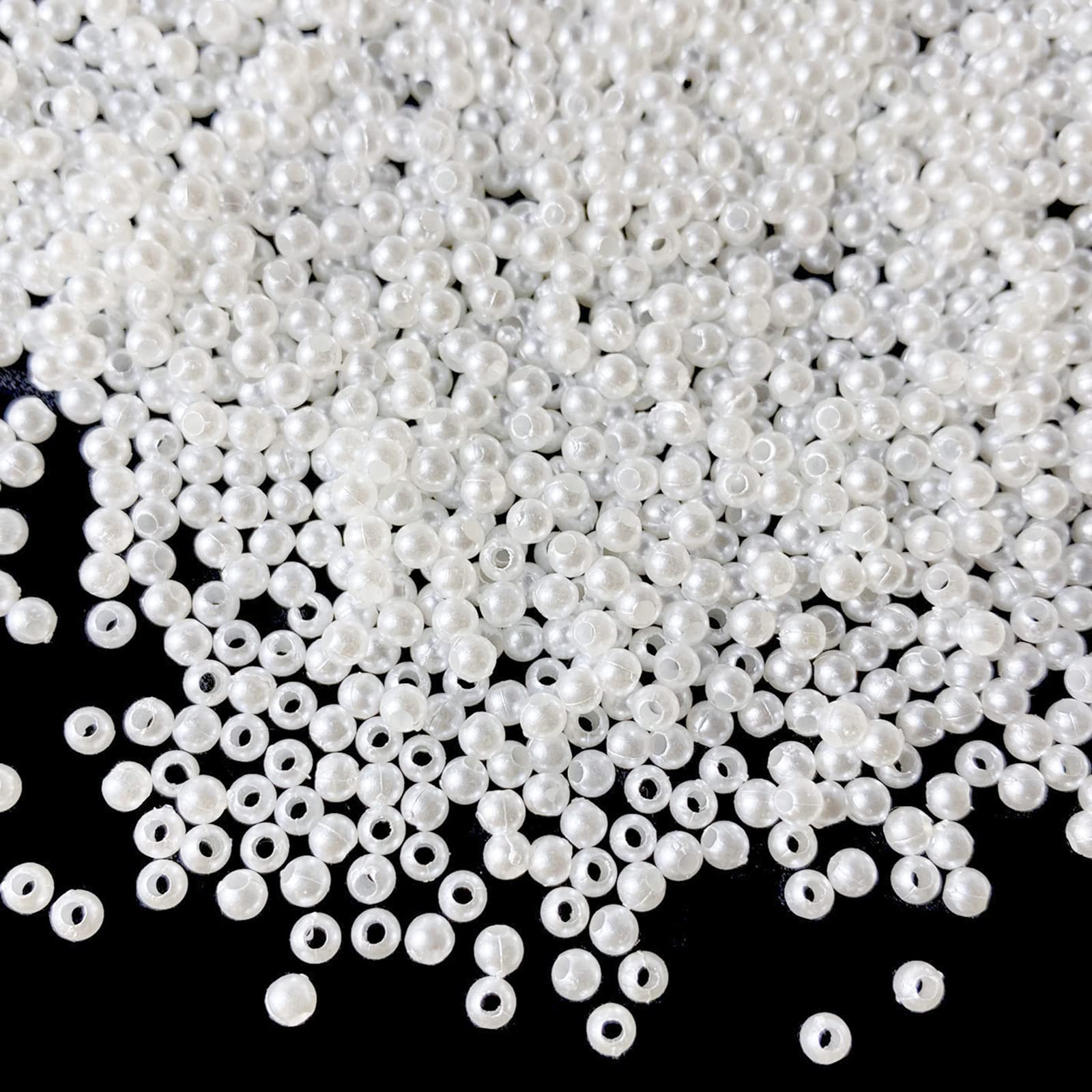 Photo 1 of 4000pcs White Pearl Beads 3mm White Pearls Craft Round Beads with Holes for Sewing Crafts Decoration Bracelet Necklace Jewelry Making