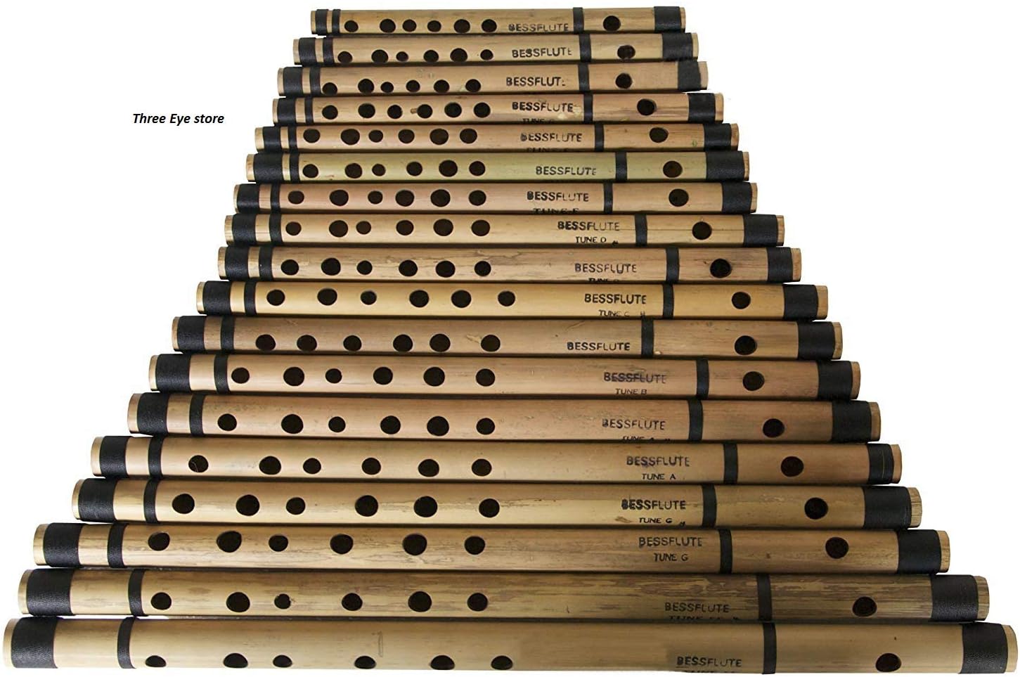 Three Eye Store Set of 18 Pcs Bansuri - Buy Indian Bamboo Flute Set