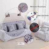 Teynewer 1-Piece Fit Stretch Sofa Cover 2 Seater Grey Pattern view 3