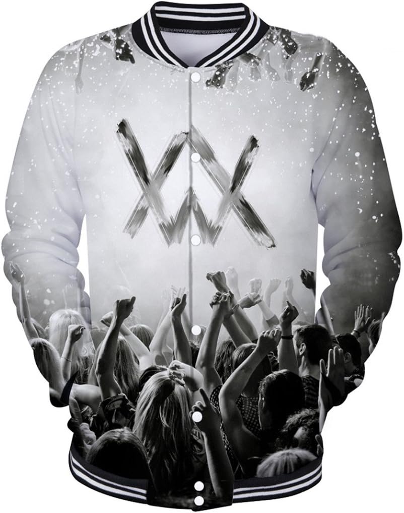 Alan Walker 3D Baseball Jacket Men Women Harajuku Hip Hop Music DJ Fleece Sweatshirt 1 XL