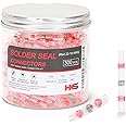 HKS 300 PCS Solder Seal Wire Connectors - Red 22-18 AWG - Heat Shrink Solder Butt Connectors - Automotive Marine Boat Crimp - Waterproof and Insulated