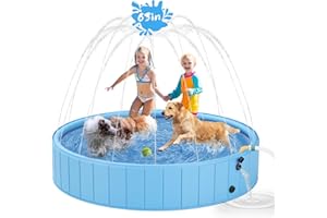 YSJILIDE Dog Pools for Large Dogs, 2-in-1 Sprinkler Pool for Kids Non-Slip Dog Swimming Pool for Outdoor Backyard Kids Dogs Ducks and Pet Baths 63" x 12"