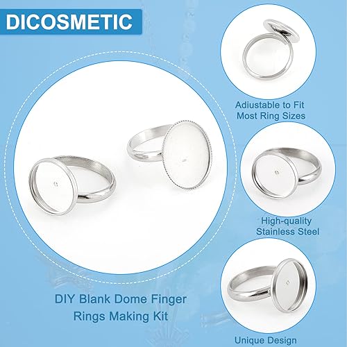 DICOSMETIC 24Pcs Styles Blank Rings Adjustable Ring Base Oval