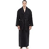 Arus Men's Shawl Collar Robe, Turkish Terry Cotton Bathrobe with Regular and Full Length Options