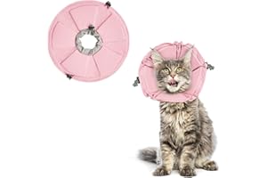 Pawfun Cat Cone Collar Soft, Adjustable Elizabethan Collar for Cats to Stop Licking, Comfortable Lightweight Kitten Cone for Wound Healing and Surgery Recovery,Pink,L