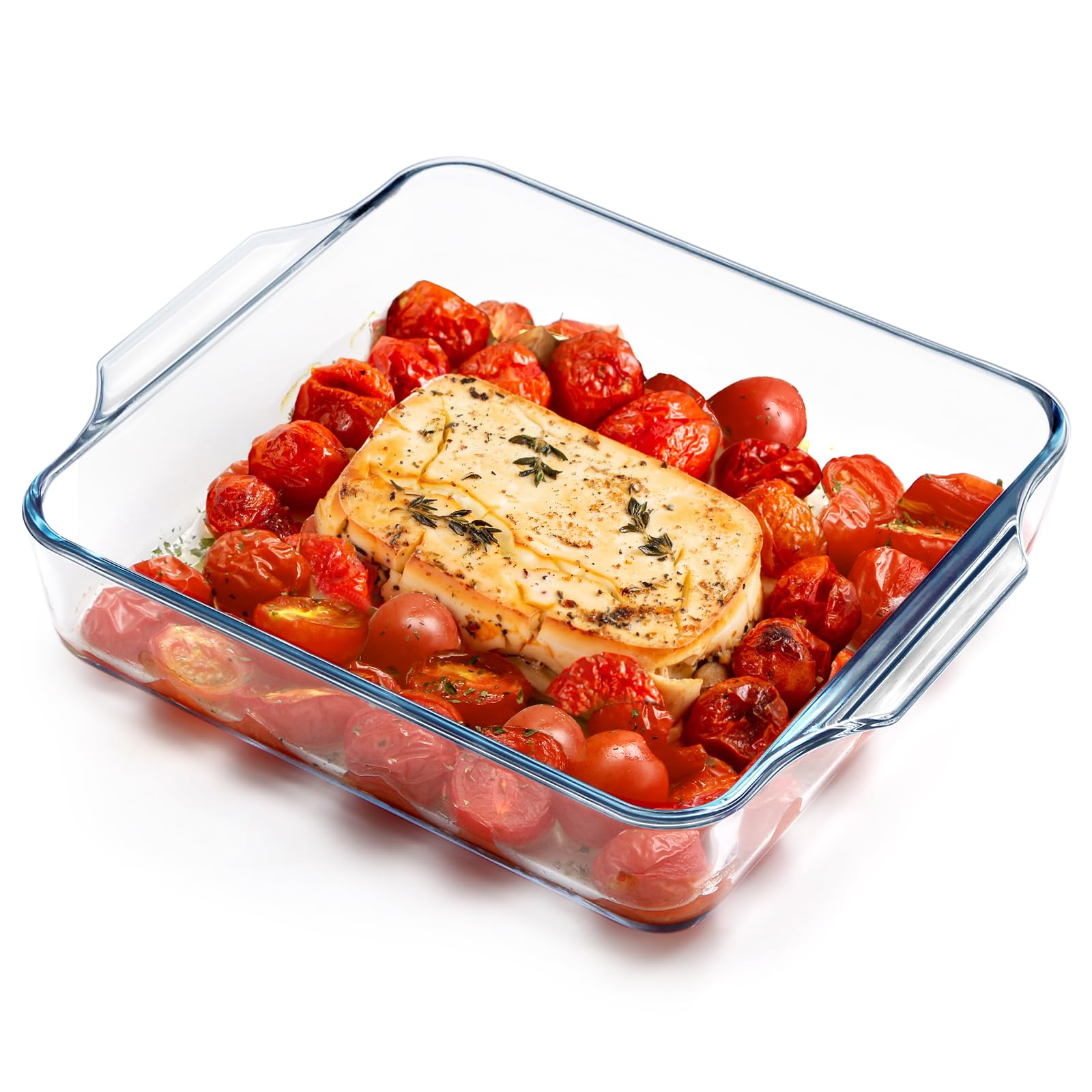 NUTRIUPS Square Glass Baking Dish 19cm Small Oven Proof Dishes Borosilicate Glass Oven Dish Small Casserole Dish, 1.3L
