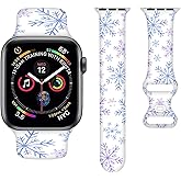 Floral Flower Bands Compatible with Apple Watch Band 38MM 40MM 41MM 42MM 44MM 45MM 49MM, Silicone Strap Compatible with iWatch Bands Ultra Series SE 9 8 7 6 5 4 3 2 1 for Women Men