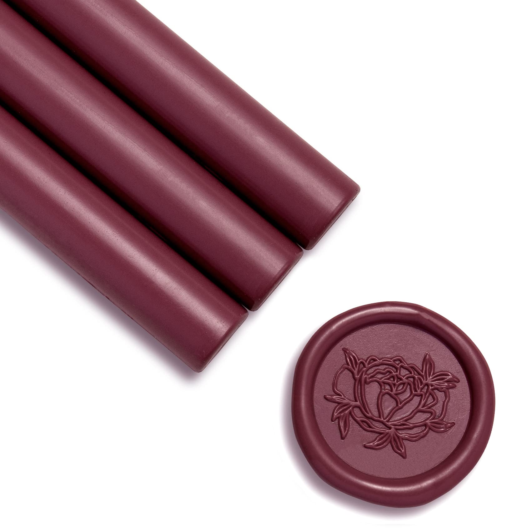 Photo 1 of UNIQOOO Jewel Tone Ruby Marsala Red Glue Gun Sealing Wax Sticks for Wax Seal Stamp - Great for Wedding Invitations, Cards Envelopes, Snail Mails, Wine Packages, Christmas Gift Ideas, Pack of 8