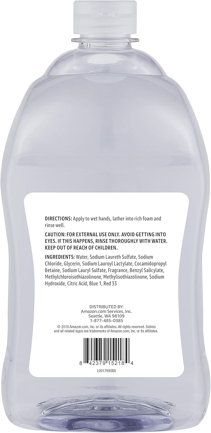  Brand - Solimo Gentle & Mild Clear Liquid Hand Soap Refill, Triclosan-free, 56 Fluid Ounces, Pack of 1 : Health & Personal Care