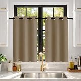 Deconovo Thermal Blackout Curtains Tan Brown 42 x 84 Inch 2 Panels Eyelet view 9