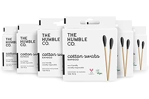The Humble Co. Bamboo Cotton Swabs (600 count) - Cotton Swabs and Cotton Buds for Ears, Makeup, Pet Care and Cleaning (Black)