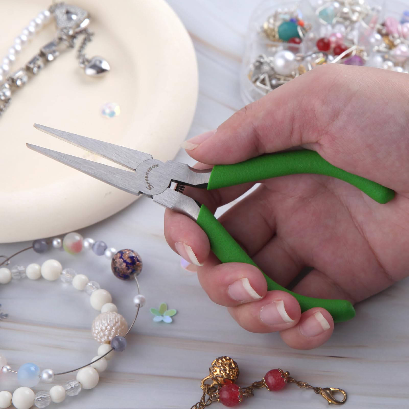 SPEEDWOX 5 inch flat nose pliers mini duckbill pliers fine nose pliers fine nose pliers precision pliers for jewelry making hand tools beading craft craft