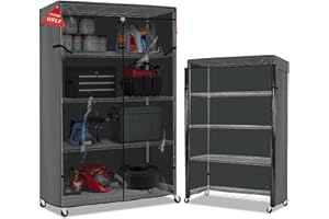 Porch Shield Storage Shelf Cover for Wire Rack - Dustproof Shelving Unit Cover with Front Transparent 48" x 18" x 72" Grey