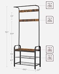 VASAGLE Coat Rack, Hall Tree with Shoe Bench for