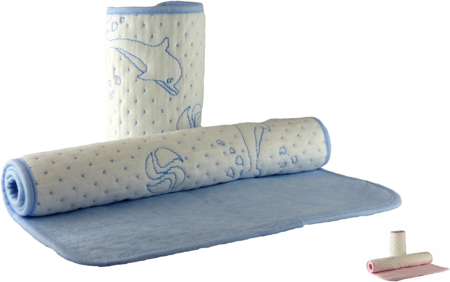 Aranev ULTRA SOFT - BAMBOO & COTTON - 2 Pack - Thicker Longer Wider - 14"x26"- WATERPROOF & ABSORBENT- Premium Quality-Machine Wash & Dryer-Changing Pad Liners-Portable Changing Table Pads (Blue)