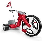 Radio Flyer Big Flyer Sport, for Kids 3-7, Tricycle for Kids | Chopper-Style Tricycle with 16-Inch Front Wheel, Adjustable Seat, Chrome Handlebars, Removable Racing Pennant