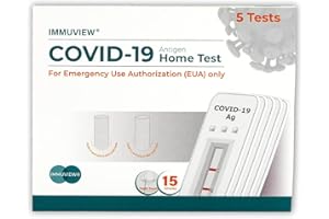 ImmuView COVID-19 Antigen Home Test, FDA EUA at-Home Self Test, Non-invasive Nasal Swab, Easy to Use & Results Within 15 Minutes (1 Pack, 5 Tests Total)