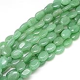 Fashewelry 18pcs Natural Green Aventurine Stone Beads Flat Oval Healing Crystal Loose Gemstone Beads 18x13mm for Jewelry Necklace Bracelet Earring Craft, 15.74 Inch