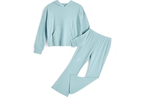 Handfrog Girls' Clothing Sets 2 Piece Hoodie Long Sleeve Shirts Bell Bottom Cute 2025 Spring Outfits Sweatsuits