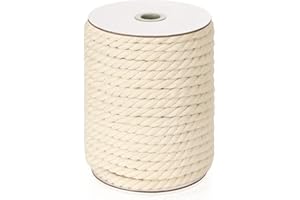 HOMEBOBO Macrame Cord 10mm x 33Yards (99Feet), Natural Cotton Macrame Rope - 3 Strands Twisted Macrame Cotton Cord for Wall Hanging, Plant Hangers, Crafts, Gift Wrapping and Wedding Decorations