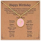 enasal Colorful Cross Necklace Baptism Christian Gifts for Girls Kids, First Communion Christening Birthday Jewelry for Daughter Granddaughter