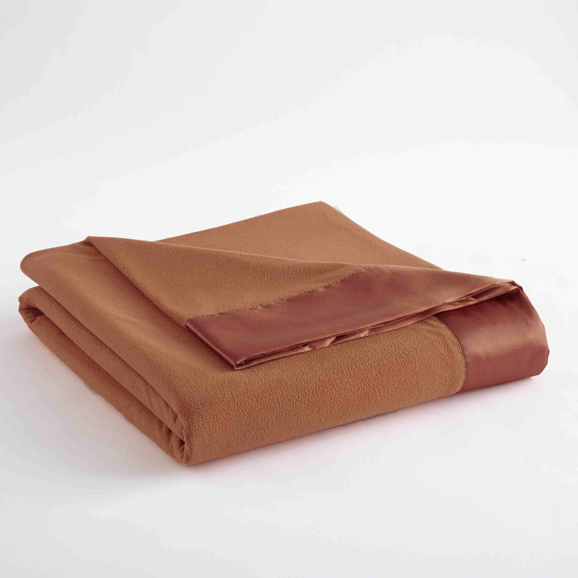 Micro Flannel Shavel Durable Luxuriously Soft & Warm Satin Hemmed All Seasons Sheet Blanket Twin, 66x90 - Spice