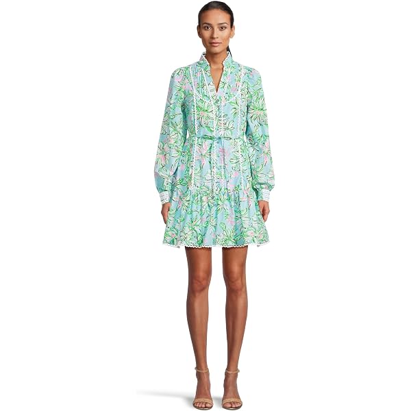 chinese dress ladies Lilly Pulitzer Iralee Linen Wrap Dress Pink Blossom Foxy Llama 2 at Amazon  Women's Clothing store