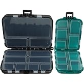 POPETPOP Small Tackle Box Organizer: 2Pcs Plastic Lure Boxes, Fishing Gear Organizer for Lures, Hooks, 11.5X9cm