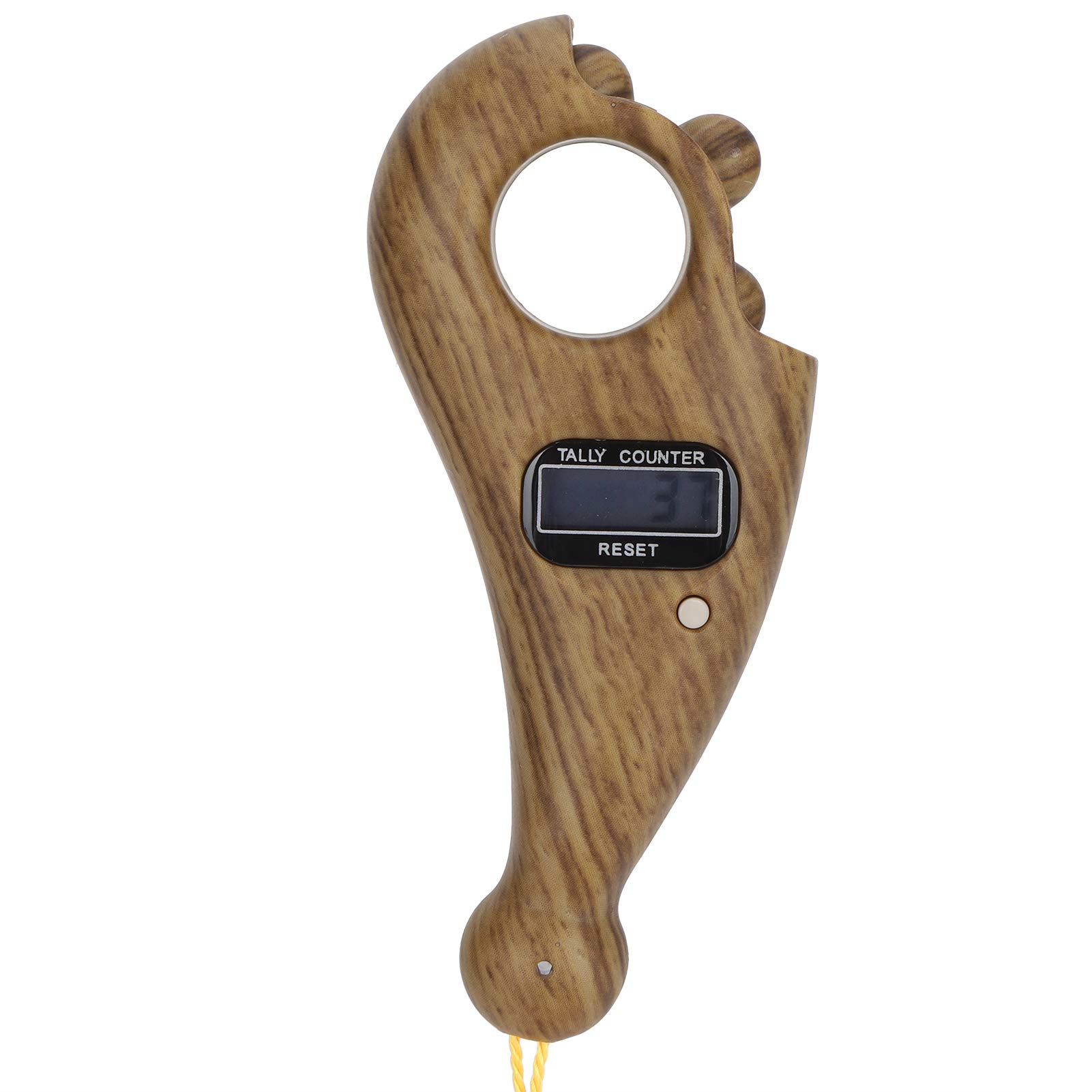 Zerodis Digital Beads Counter, Lightweight Mini Handheld Finger Prayer Beads Counter with Adjustable Ring, LCD Reading, Battery Replaceable, Great Tool for Buddhist Wood Grain