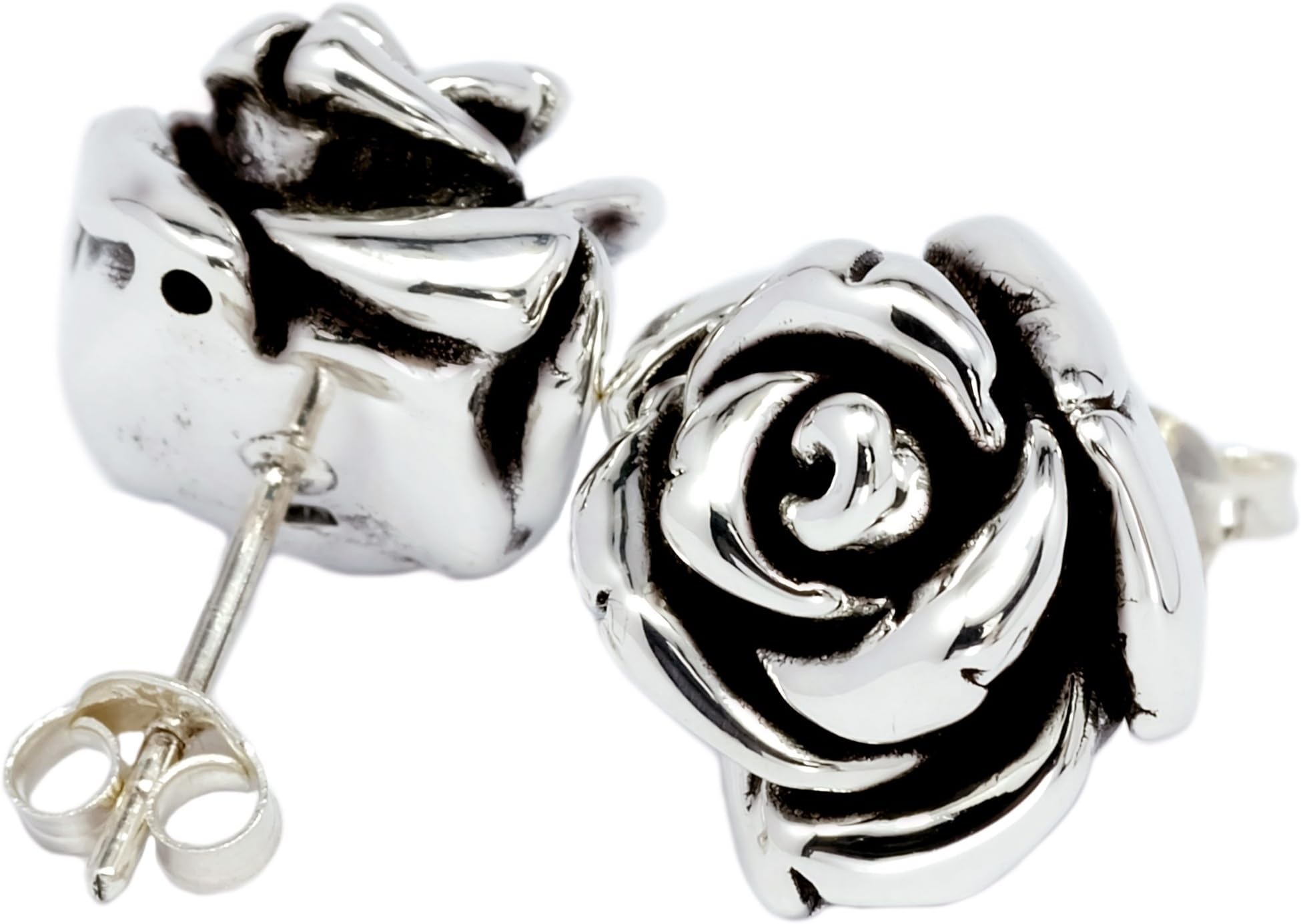 15mm 925 Sterling Silver Classic Flower Rose Stud Earrings for Women's [SE0010]