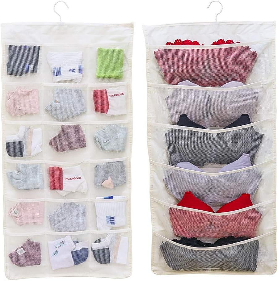 Closet Hanging Storage Organizer with Pockets, Double Sided Oxford