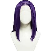 miccostumes Women's Heroine Cosplay Wig Forehead Lace Purple Short Hair Halloween Party (Purple, onesize)