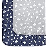 Mini Crib Sheets, 2 Pack Pack and Play Sheets, Stretchy Pack n Play Playard Fitted Sheet, Compatible with Graco Pack n Play,