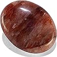 KALIFANO Fire Quartz Palm Stone with Healing & Calming Effects - High Energy Hematoid Cuarzo Reiki Worry Crystal Used for Soothing Anxiety and Stability (Information Card Included)