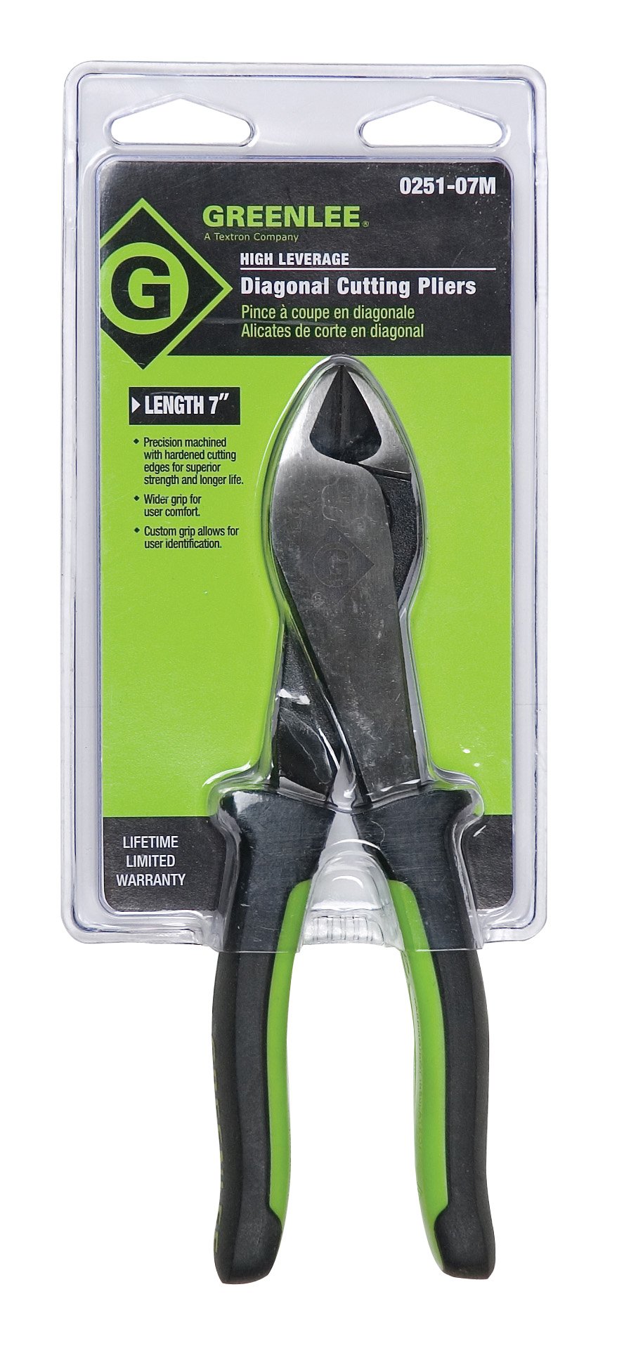 Greenlee 0251-07M Diagonal Cutting Pliers, Mini Molded Grip, 7"