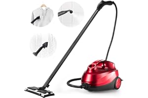 ARLIME Steam Cleaner, Multi-Purpose Household Rolling Steamer w/ 19 Accessories, 1.5L Tank & 13ft Power Cord, Pressurized Steam Cleaning Machine for Floors, Carpets, Windows, Kitchen, Bathroom, Red
